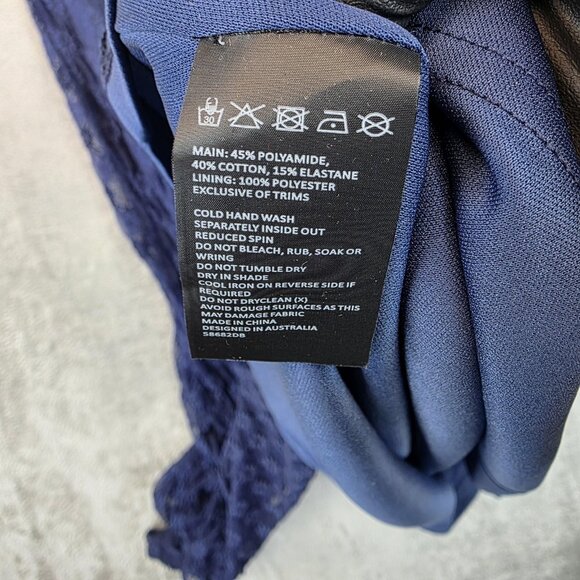 Bardot Dress Womens US 6 Navy Adoni Lace Midi Long Sleeve Floral Evening Formal - Picture 14 of 15